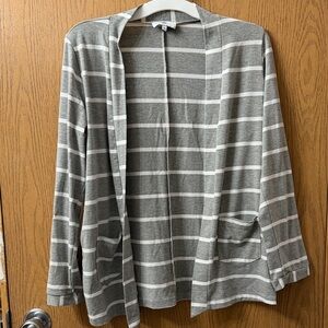 Striped Gray Cardigan Sweater